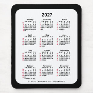 Alfombrilla De Ratón Calendario ISO de 52 semanas en negro 2027 de Janz