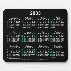 Alfombrilla De Ratón Calendario ISO Neon White de 52 semanas 2035 de Ja