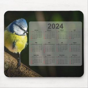 Alfombrilla De Ratón Calendario Little Blue Tit Bird 2024