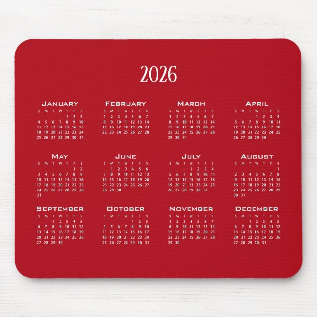 Alfombrilla De Ratón Calendario marrón moderno simple (Frente)