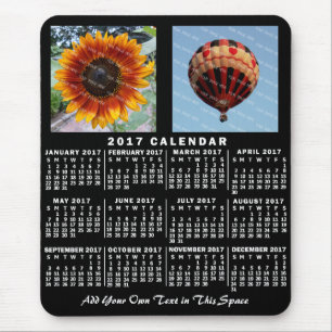 Alfombrilla De Ratón Calendario mensual de 2017 Personalizado negro 2 f