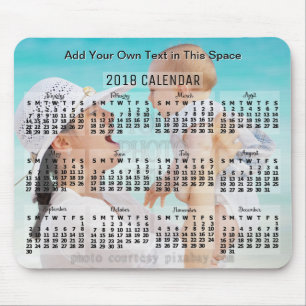 Alfombrilla De Ratón Calendario mensual de 2018 Black Add Photo Text