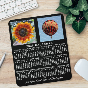 Alfombrilla De Ratón Calendario mensual de 2025 años Personalizado negr