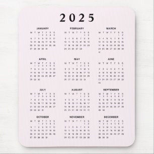 Alfombrilla De Ratón Calendario mensual de Rubor 2025