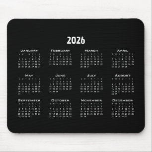 Alfombrilla De Ratón Calendario Minimalista negro   Moderno y simple