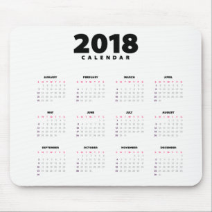 Alfombrilla De Ratón Calendario Minimalista simple 2018   Mousepad