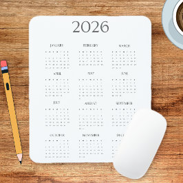 Alfombrilla De Ratón Calendario Mínimo Miniatura 2026