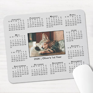 Alfombrilla De Ratón Calendario moderno 2026 con tu foto y nombre en gr