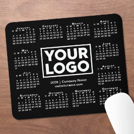 Alfombrilla De Ratón Calendario moderno 2026 Logo empresarial Negro