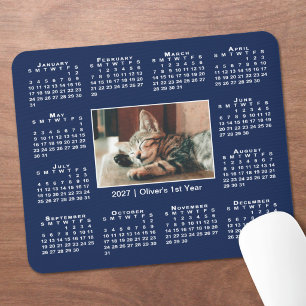 Alfombrilla De Ratón Calendario moderno 2027 con tu foto y nombre en az