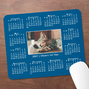Alfombrilla De Ratón Calendario moderno 2027 con tu foto y nombre en az