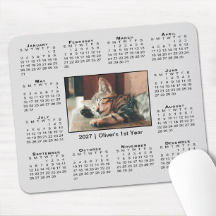 Alfombrilla De Ratón Calendario moderno 2027 con tu foto y nombre en gr