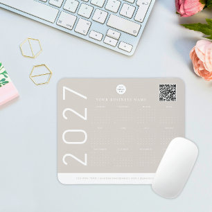 Alfombrilla De Ratón Calendario moderno 2027 Logo empresarial beige neu