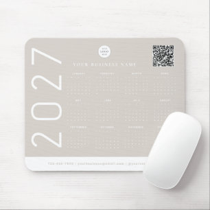Alfombrilla De Ratón Calendario moderno 2027 Logo empresarial beige neu