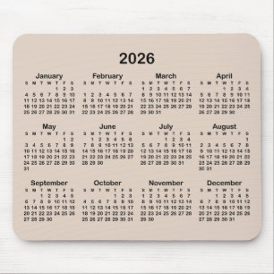 Alfombrilla De Ratón Calendario moderno beige y negro