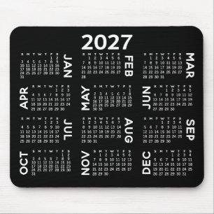 Alfombrilla De Ratón Calendario - moderno sencillo en blanco y negro