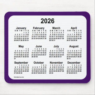 Alfombrilla De Ratón Calendario morado y blanco 2026 de Janz Two Tone