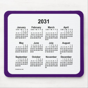 Alfombrilla De Ratón Calendario morado y blanco 2031 de Janz Two Tone