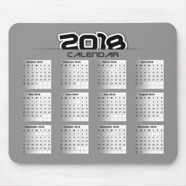 Alfombrilla De Ratón Calendario Mousepad 2018 (Frente)