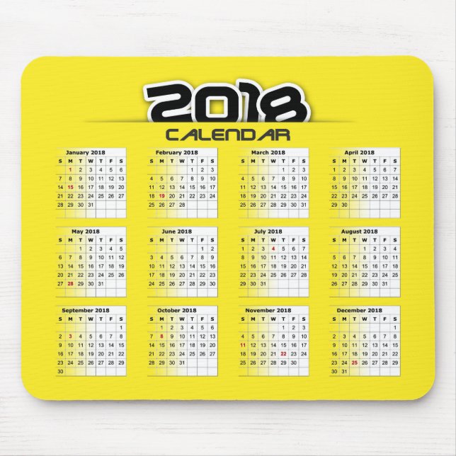 Alfombrilla De Ratón Calendario Mousepad 2018 (Frente)