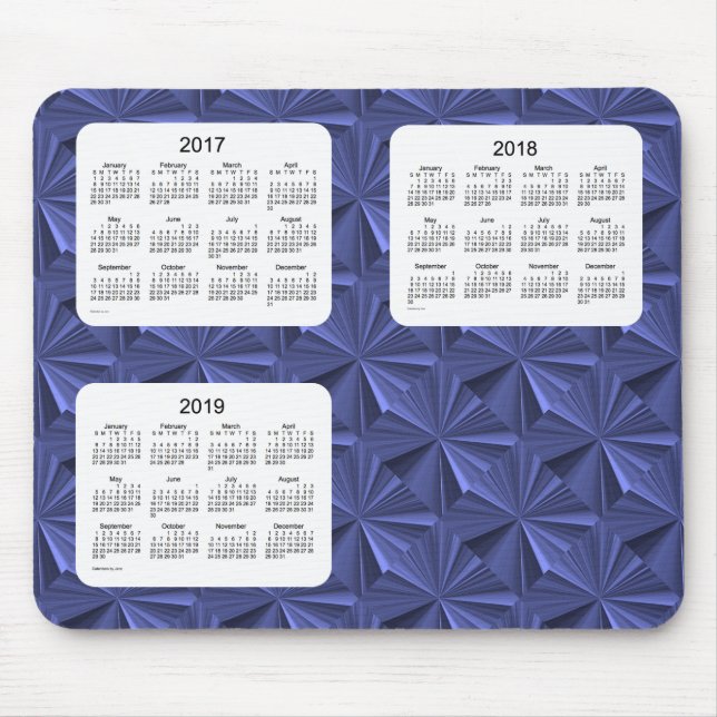 Alfombrilla De Ratón Calendario Mousepad de 3 del año 2017-2019 (Frente)