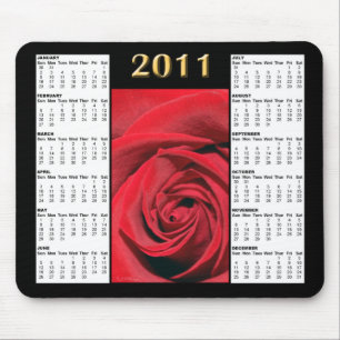 Alfombrilla De Ratón Calendario Mousepad del rosa rojo 2011