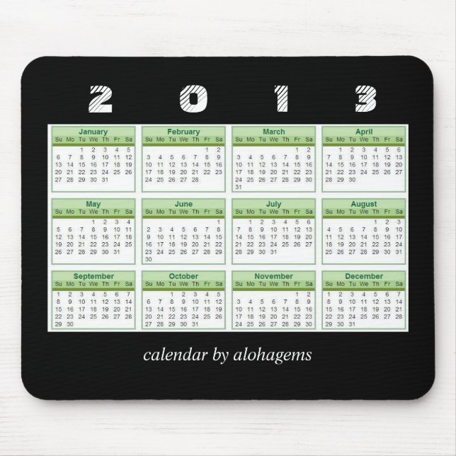 Alfombrilla De Ratón Calendario Mousepad del verde 2013 de la selva (Frente)