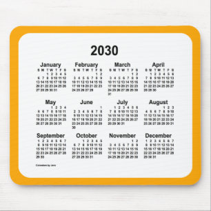 Alfombrilla De Ratón Calendario Naranja de White 2030 de Janz Two Tone