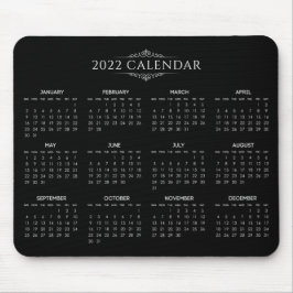 Alfombrilla De Ratón Calendario negro 2022 simple pero elegante | Mouse