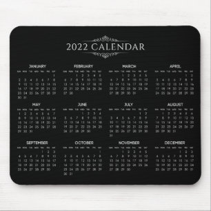 Alfombrilla De Ratón Calendario negro 2022 simple pero elegante   Mouse
