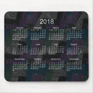 Alfombrilla De Ratón Calendario negro del remiendo 2018 por Janz