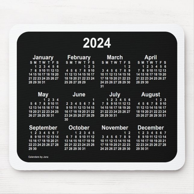 Alfombrilla De Ratón Calendario Neon Blanco 2024 de Janz Two Tone (Frente)