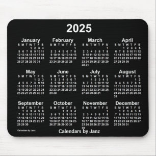 Alfombrilla De Ratón Calendario Neon Blanco 2025 de Janz Mouse Pad