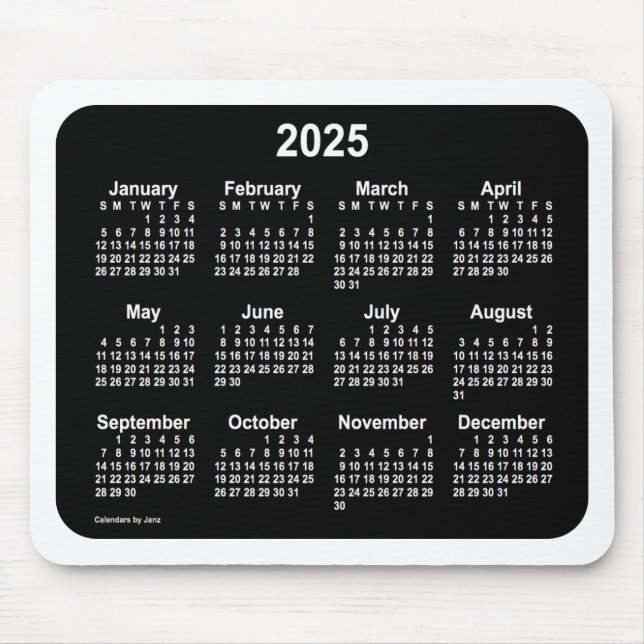 Alfombrilla De Ratón Calendario Neon Blanco 2025 de Janz Two Tone (Frente)
