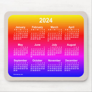 Alfombrilla De Ratón Calendario Neon Rainbow 2024, de Janz Two Tone