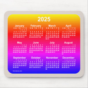 Alfombrilla De Ratón Calendario Neon Rainbow 2025 de Janz Two Tone
