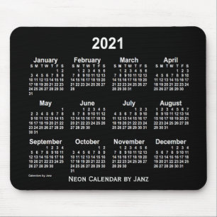 Alfombrilla De Ratón Calendario Neon White 2021 de Janz