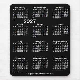 Alfombrilla De Ratón Calendario Neon White de impresión grande 2027, d