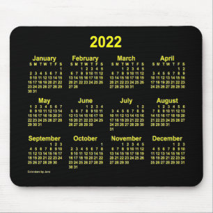 Alfombrilla De Ratón Calendario Neon Yellow 2022, de Janz