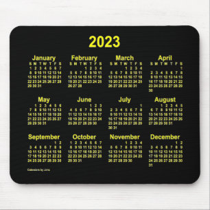 Alfombrilla De Ratón Calendario Neon Yellow 2023, de Janz