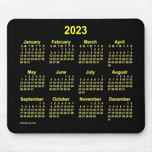 Alfombrilla De Ratón Calendario Neon Yellow 2023, de Janz (Frente)