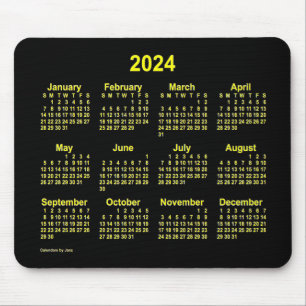 Alfombrilla De Ratón Calendario Neon Yellow 2024, de Janz