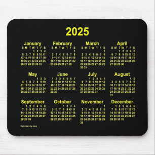 Alfombrilla De Ratón Calendario Neon Yellow 2025, de Janz