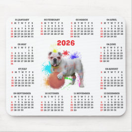 Alfombrilla De Ratón Calendario personalizable de adorable bulldog brit