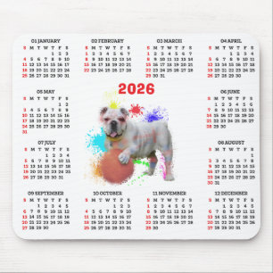 Alfombrilla De Ratón Calendario personalizable de adorable bulldog brit
