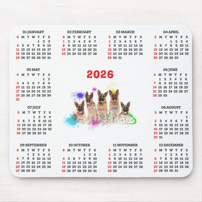Alfombrilla De Ratón Calendario personalizable de cachorros de Labrador (Frente)
