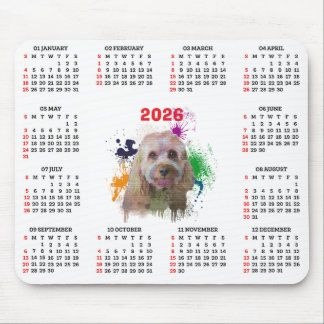 Alfombrilla De Ratón Calendario personalizable de perro Cavapoo lindo