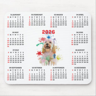 Alfombrilla De Ratón Calendario personalizable de perro Cockapoo lindo