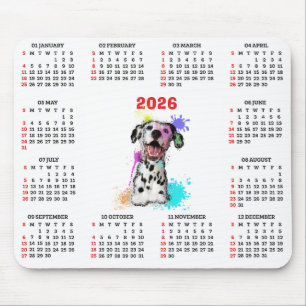 Alfombrilla De Ratón Calendario personalizable de perro dálmata lindo