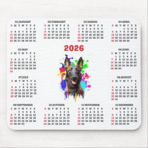 Alfombrilla De Ratón Calendario personalizable de perro Malinois lindo